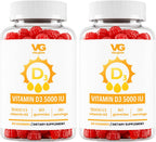 VITA GLOBE Vitamina D3 5000 IU (250 mcg) con Zinc y Equinácea - Gominolas Extra Fuertes para el Apoyo de Huesos y Sistema Inmunitario, 60 unidades (Pack de 2)