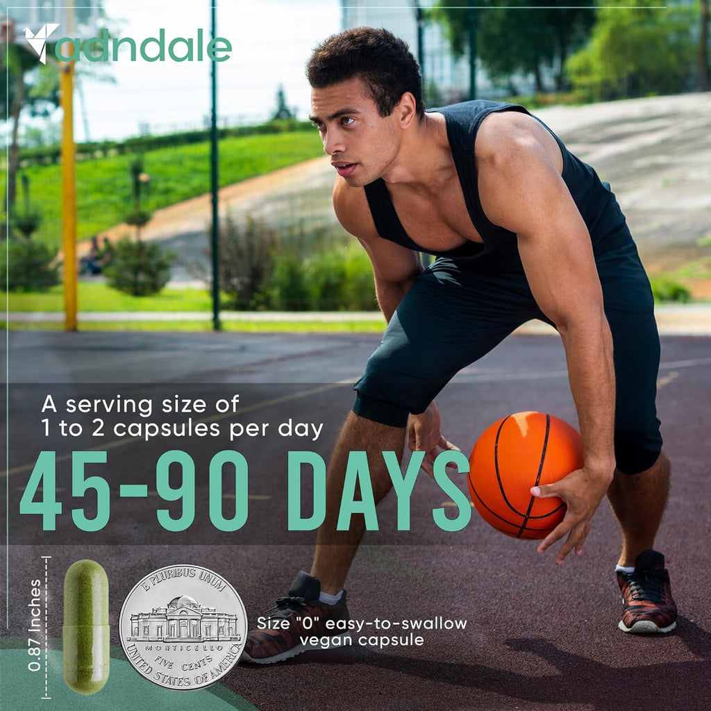 Adndale Sea Moss Capsules - Mezcla de 18 Ingredientes con Ashwagandha y Cúrcuma - 180 Cápsulas