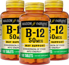 MASON NATURAL Vitamina B12 50 mcg con Calcio, 300 Comprimidos (Pack de 3)