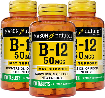 MASON NATURAL Vitamina B12 50 mcg con – La vitamina B12 contribuye al metabolismo energético normal. – Image 1