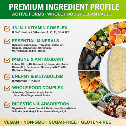VEGEPOWER Multivitamínico Vegano con Hierro, – Salud intestinal : Los ingredientes integrales y las fibras – Image 4