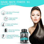Hair Skin Forte XL - Complejo de Crecimiento para Cabello y Piel con 10.000 mcg de Biotina + Péptidos de Colágeno, 60 Comprimidos
