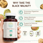 HerbEra Black Walnut 500 mg - Cápsulas Veganas Orgánicas USDA - Apoyo Digestivo y Antioxidante (120 Cápsulas)