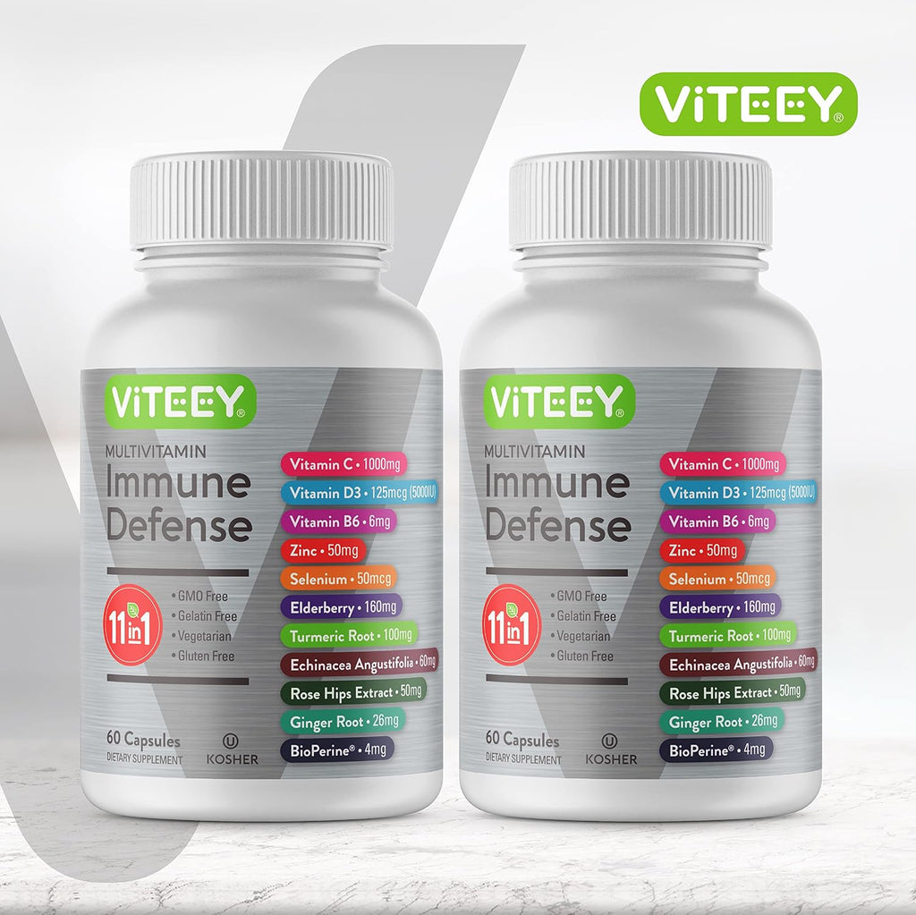 Viteey 11 en 1 Complejo Inmunológico con Vitamina D3, C, Zinc y Equinácea - 120 Cápsulas