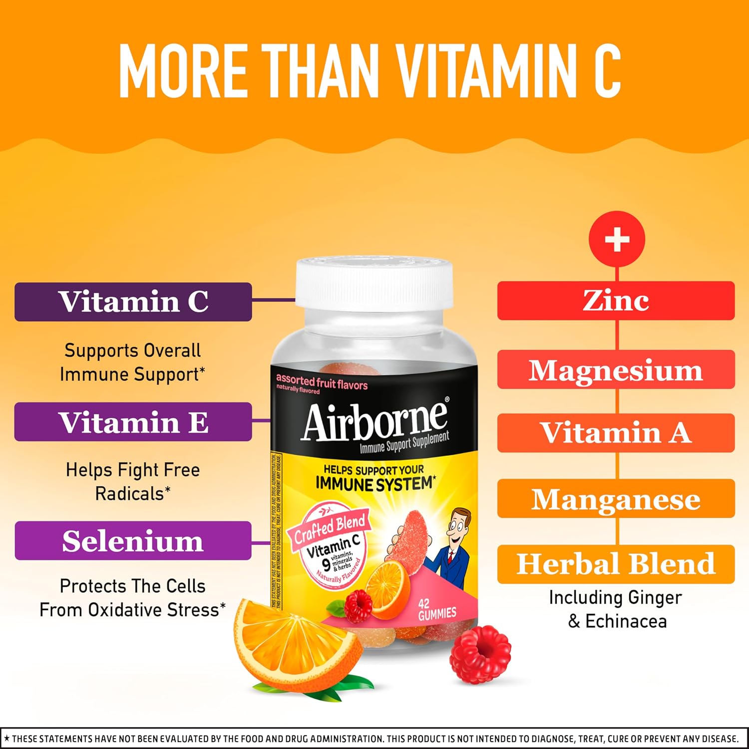 Airborne Immune Support Fruit-Flavored Gummies 42 Count