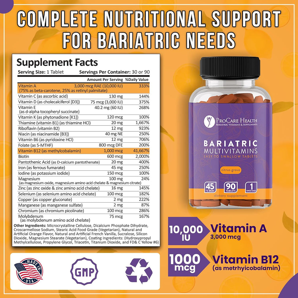 ProCare Health Multivitamínico Bariátrico con Hierro 45 mg (90 Comprimidos)
