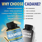 Cadane 2 Paquetes de Cápsulas de Irish Sea Moss en Polvo con Vitamina C, D3, Zinc, Algas, Bardana, Vinagre de Manzana, Saúco y Pimienta - Apoyo Inmunológico y Salud General - 2 Meses de Suministro