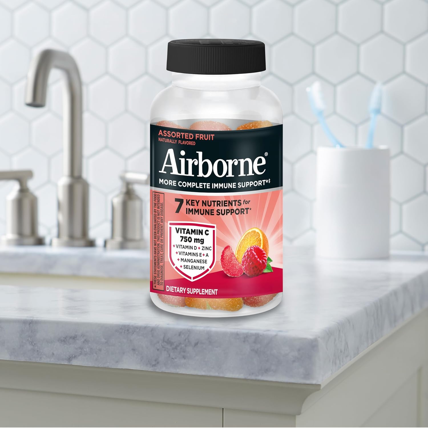 Airborne Vitamina C 750 mg Gomitas Sabor Frutas Variadas (21 unidades)