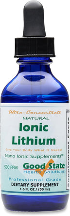 Good State Litio Iónico Líquido Ultra Concentrado (500 mcg por dosis, 100 servicios) - Botella de Cristal