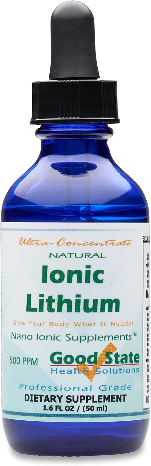 Good State Litio Iónico Líquido Ultra Concentrado (500 mcg por dosis, 100 servicios) - Botella de Cristal