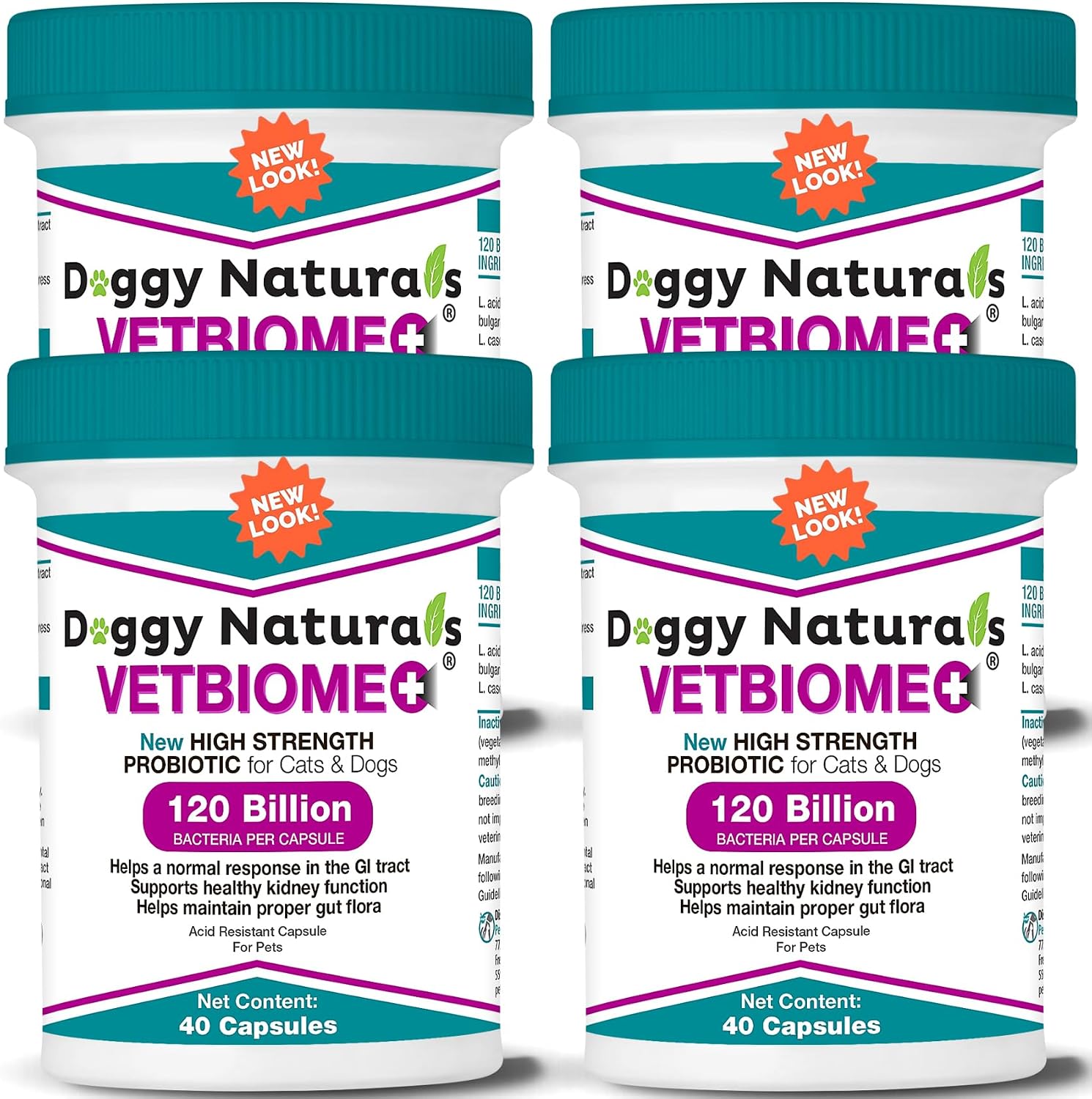 Vetbiome Plus Probióticos de Alta Potencia para Mascotas (160 Cápsulas) - 120 mil millones UFC, Fórmula de 9 Cepas - Probado por Terceros - Fabricado en EE.UU.