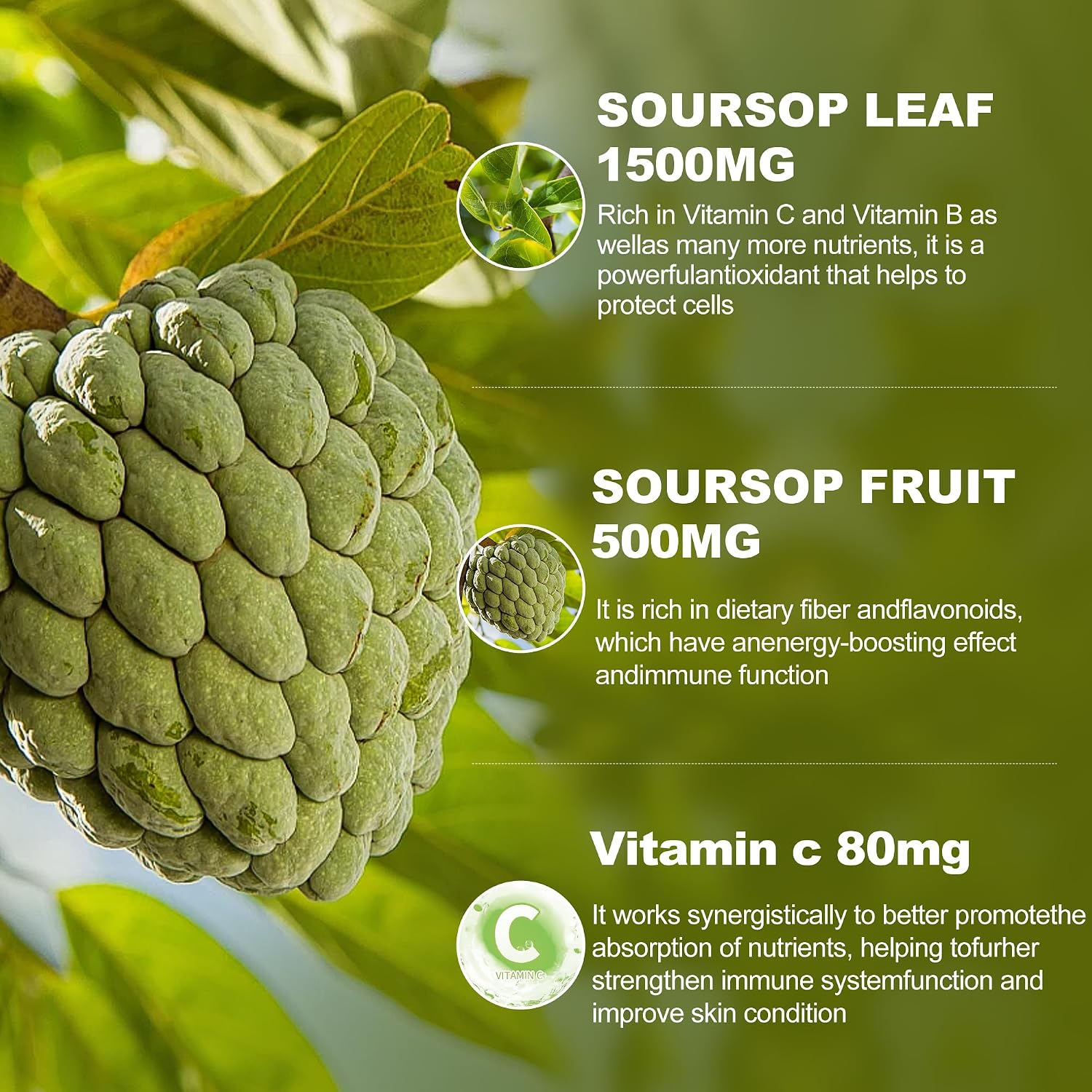 Menkru Soursop Bitters Gotas Líquidas Multivitamínicas - Extracto Orgánico de Hojas de Guanábana con Vitamina C, 60 ml (2 Fl Oz)