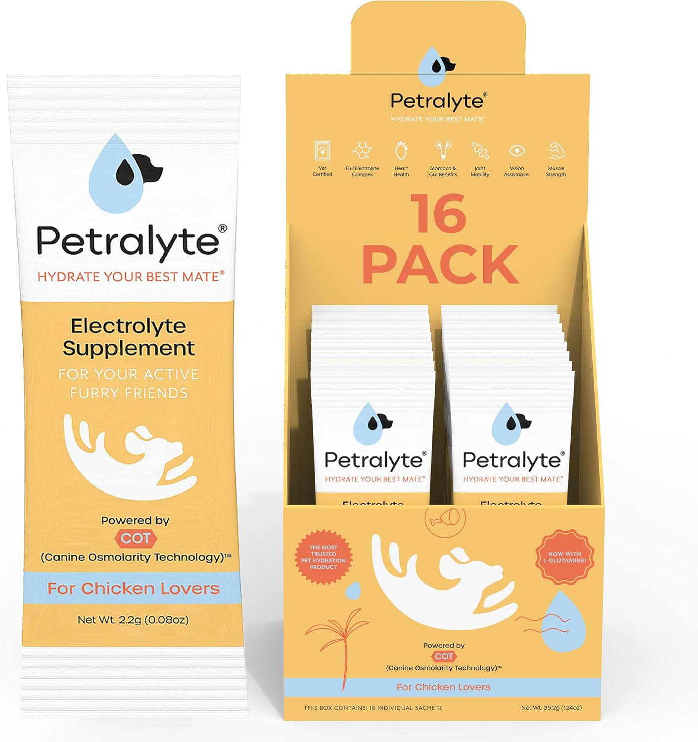 Petralyte Electrolitos y Articulaciones para Perros - Sabor Pollo - 16 Sobres