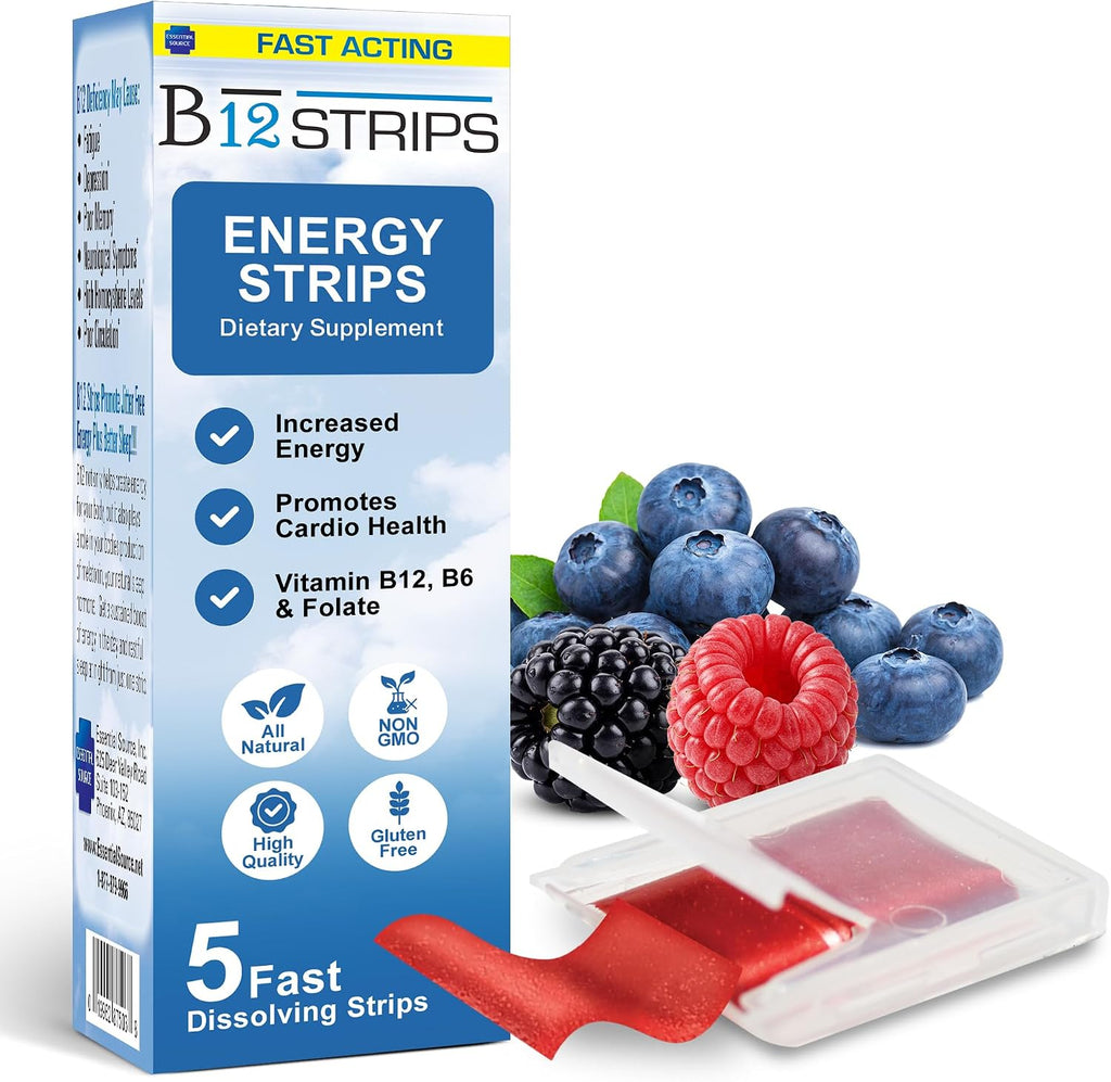 Essential Source Sublingual Strips with Vitamin B12, Biotin, B6 & Folate - 2000 mcg Methylcobalamin - 30 Strips