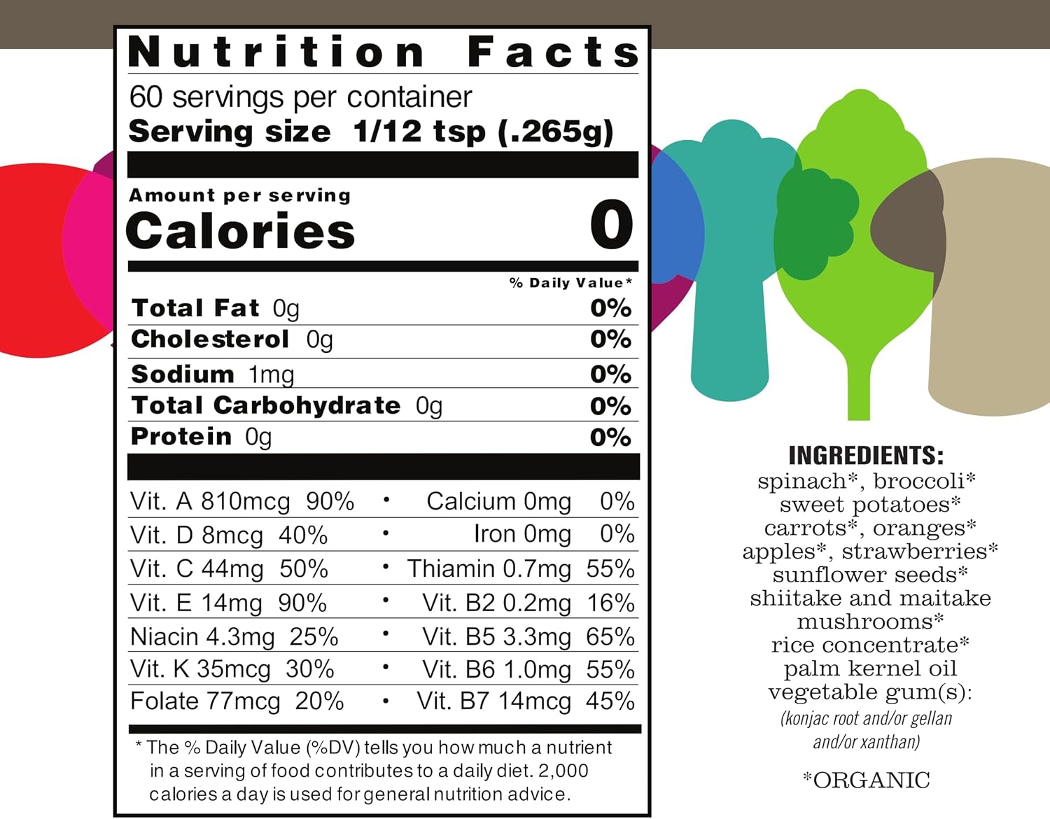 ENOF Polvo de Frutas y Verduras Orgánico - 360 Raciones