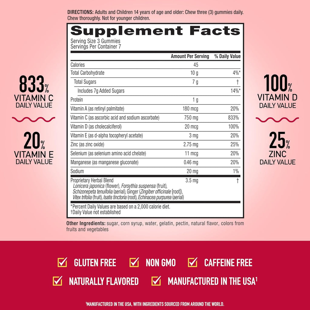 Airborne Vitamina C 750 mg Gomitas Sabor Frutas Variadas (21 unidades)