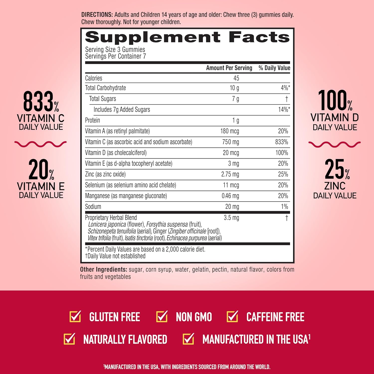 Airborne Vitamina C 750 mg Gomitas Sabor Frutas Variadas (21 unidades)