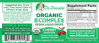 Complejo B Orgánico Líquido Gotas | Suplemento de Vitaminas B con B3, B6, B7, B9 y Metil B12 Gotas para Adultos y Niños | Sabor Cereza Vegano 1 oz | 60 Porciones / 2 Meses Suministro