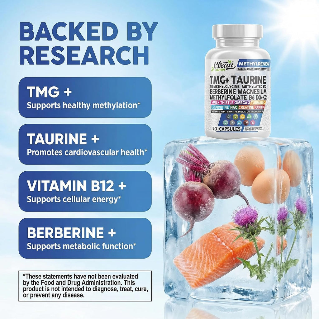 Clean Nutra TMG 1000mg - Multivitamínico Metilado para Mujeres y Hombres
