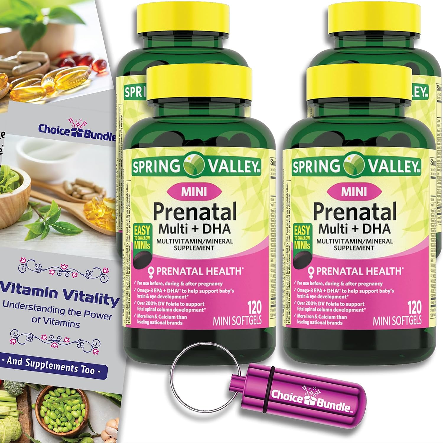 Choice Bundle: Prenatal Multi + DHA Completo Multivitamínico y Mineral – 240 Cápsulas Blandas (2 envases de 120)