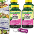 Choice Bundle Spring Valley Prenatal Multi + DHA Complete Multivitamin Multimineral Supplement Mini Softgels 120 Ct 4 pk (480 Total) + Vitamin Guide & Pill Container (6 Items)