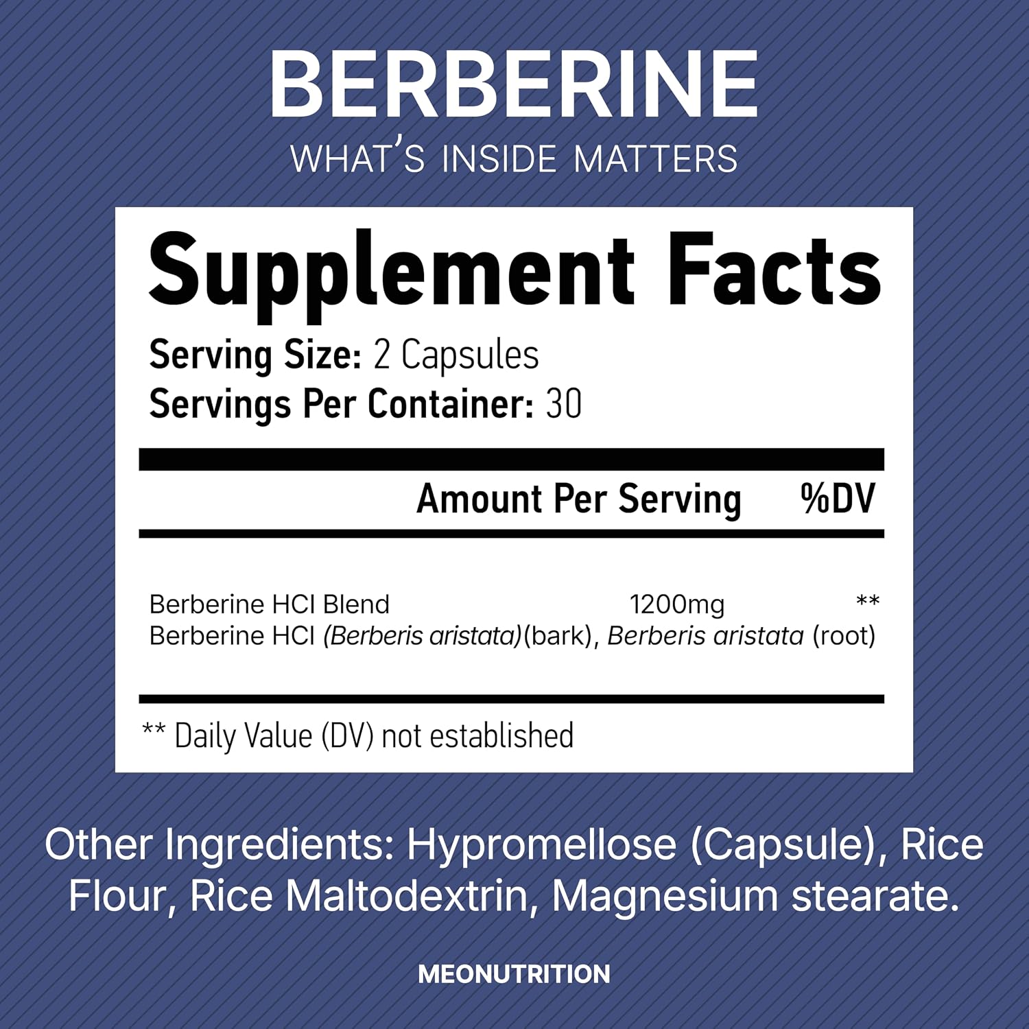 Meo Nutrition Berberina 1200mg HCl - 60 Cápsulas - Apoyo Metabólico y Bienestar General