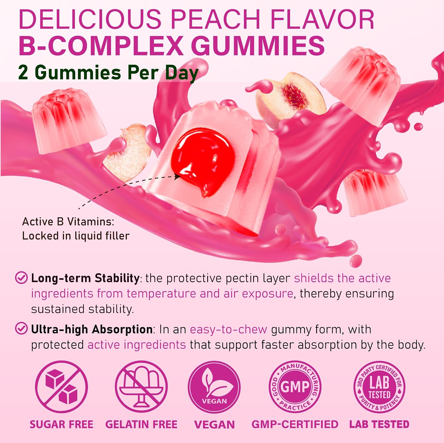 Edmmyliy Complejo B Metilado para Mujeres - Gomitas con Vitaminas B1, B2, B6, B12, Folato, Vitamina C, Magnesio y Omega 3