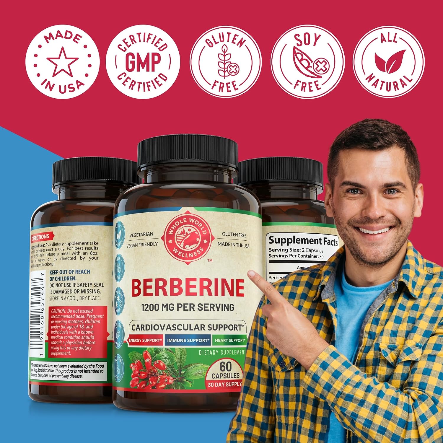 Whole World Wellness Berberina 1200 mg - 60 Cápsulas