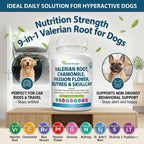 Nutrition Strength 9-en-1 Valeriana para Perros 200mg, Manzanilla 160mg, L-Triptófano y Hierbas para Estrés y Calma, 120 Comprimidos