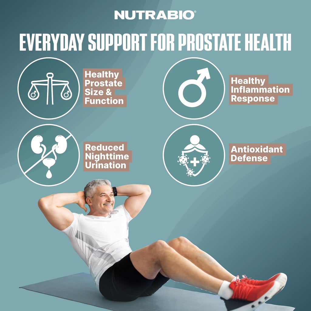 NutraBio Prostate: Advanced Prostate Function Support - Inflammation Defense and Antioxidant Support - 90 Cápsulas
