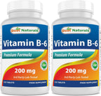 Best Naturals Vitamina B6 200 mg para Adultos, 120 Comprimidos