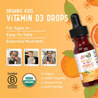 MaryRuth's Gotas Orgánicas de Vitamina D3 para Niños – 640 UI por Dosis – Sabor Naranja – 30 Dosis