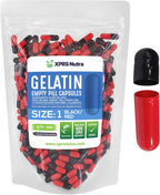 XPRS Nutra Cápsulas Vacías de Gelatina Tamaño 1 - 500 Unidades - Color Negro/Rojo