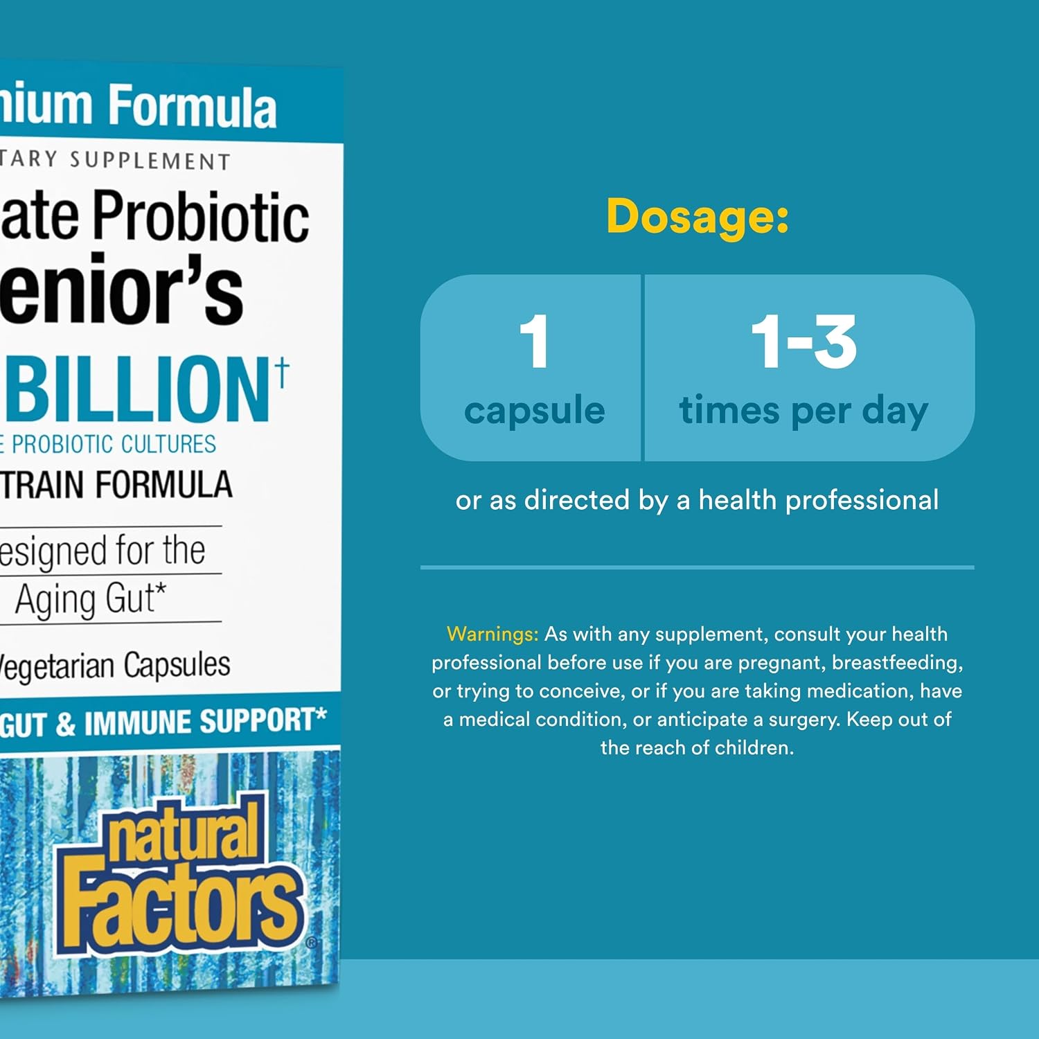 Natural Factors Ultimate Probiotic Senior's - 35 mil millones de UFC - 30 Cápsulas