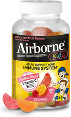 Airborne Kids Gomitas de Vitamina C 500 mg con Zinc y Antioxidantes - 63 gomas, Sabor a Frutas Variadas