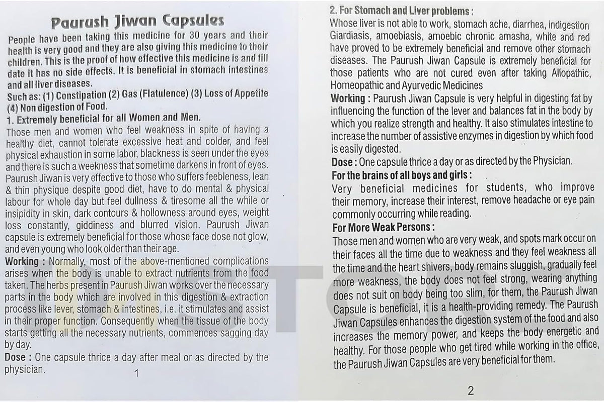 Paurush Jiwan Cápsulas Pack de 2 (60 – Apoyo metabólico: Los ingredientes herbales pueden colaborar en el – Image 6