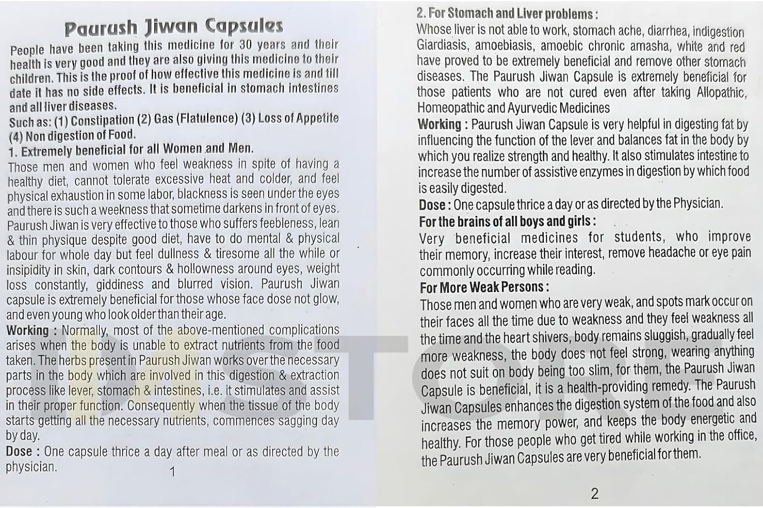 Paurush Jiwan Cápsulas Pack de 2 (60 Cápsulas)