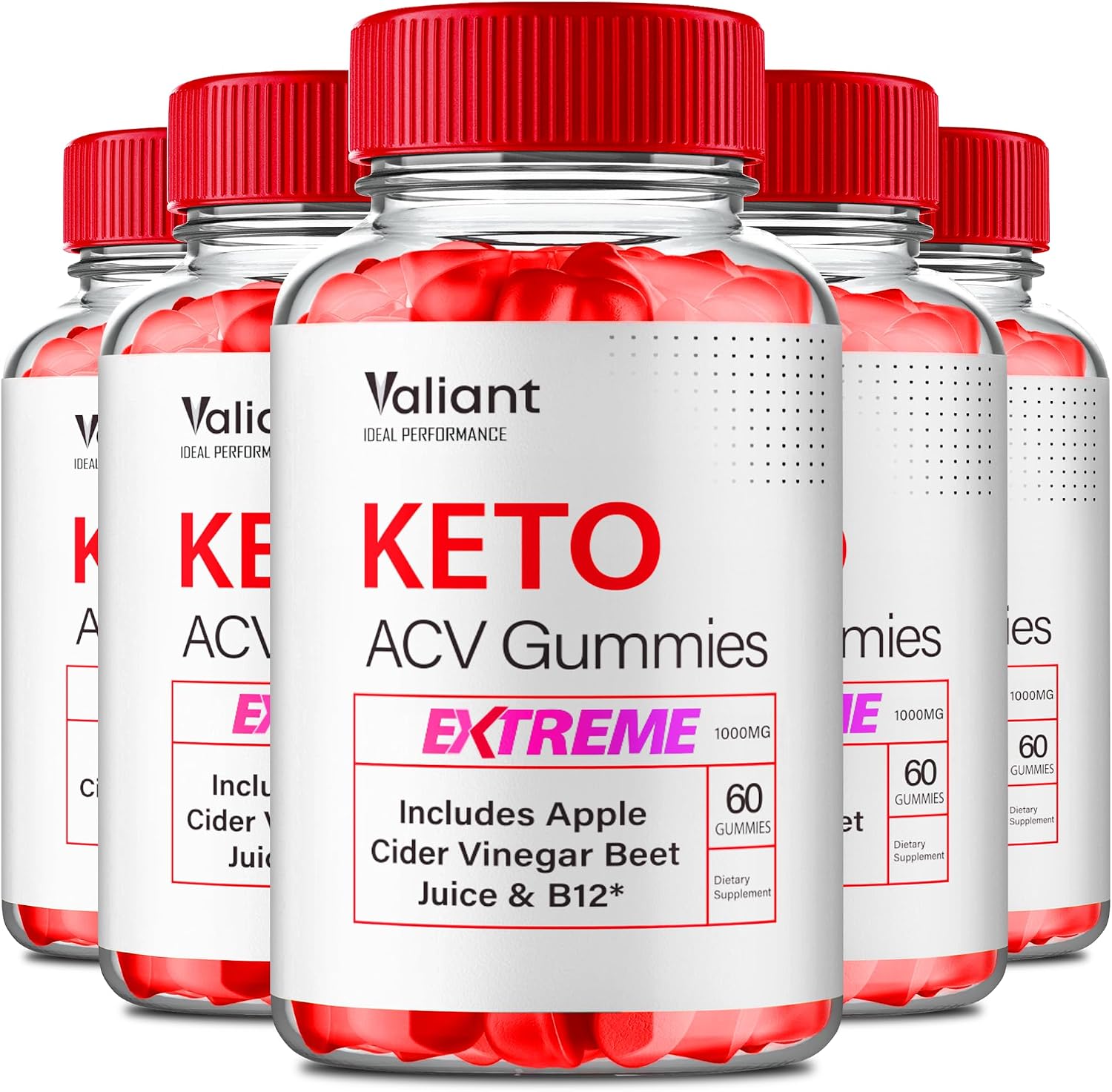 IDEAL PERFORMANCE Valiant Gummies - Suplemento en Gomitas de Máxima Potencia, 5 Paquetes