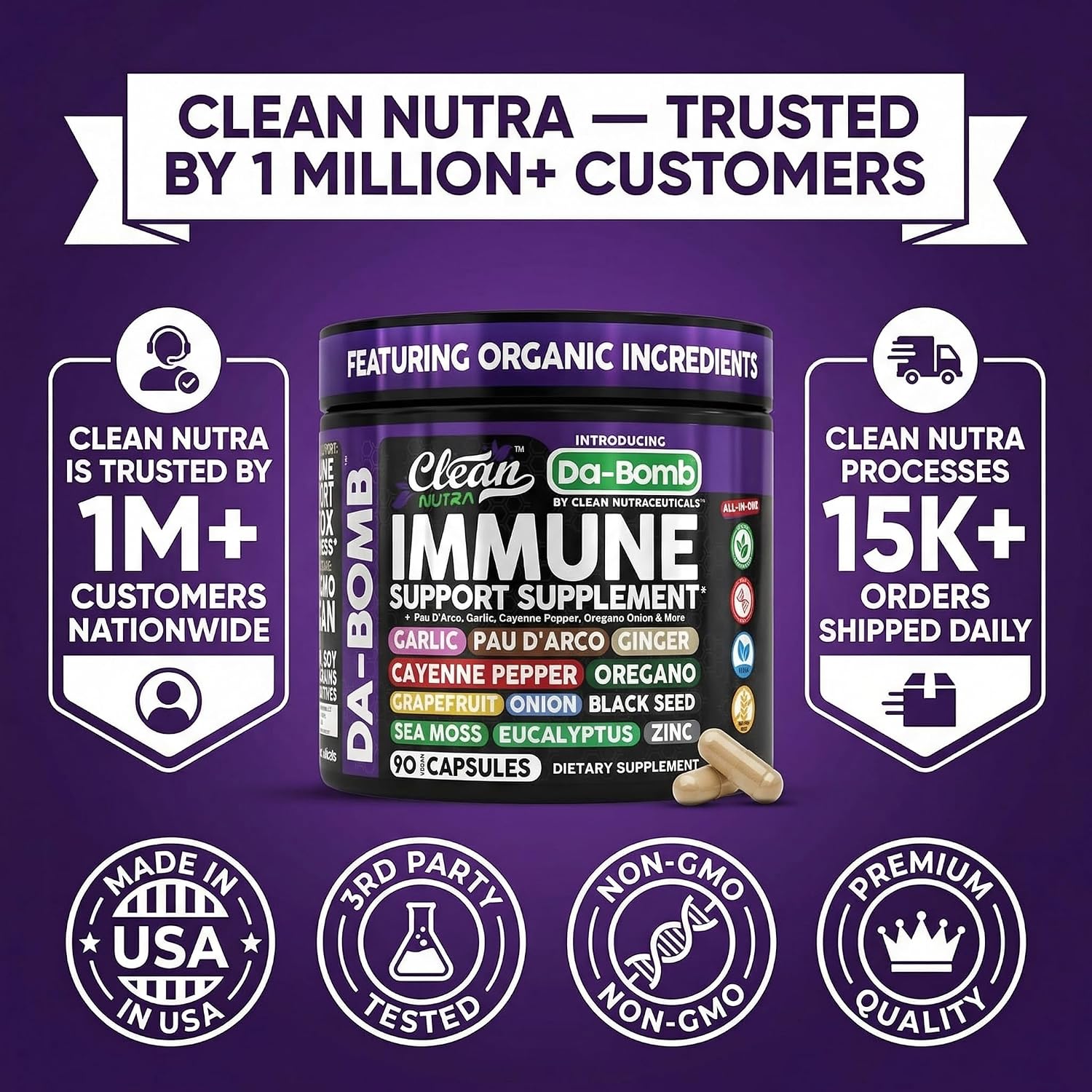 Complejo Inmunológico Orgánico con Pau D'Arco y Vitaminas - Clean Nutraceuticals