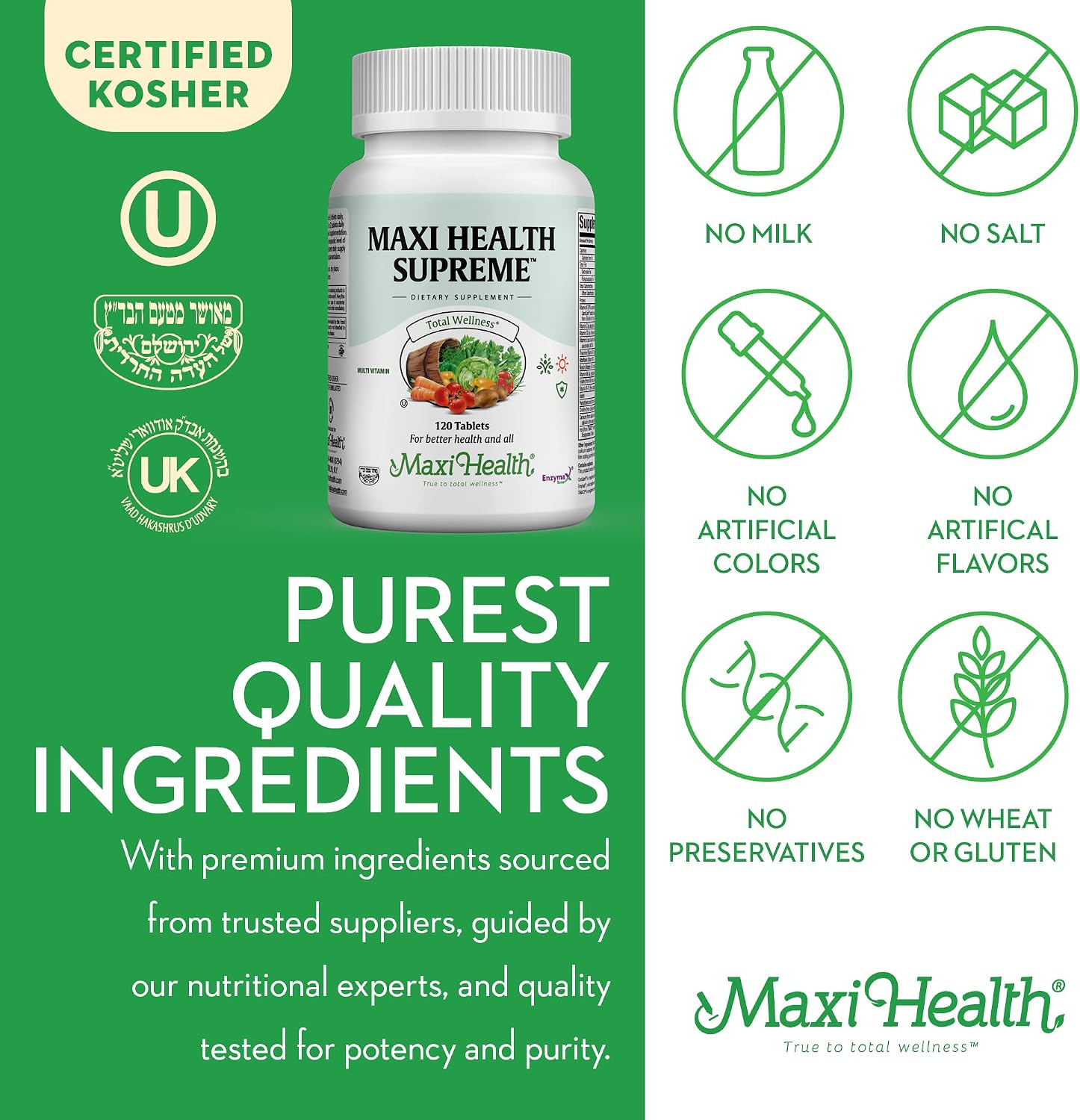 Maxi Health Supreme Multivitamínico para Hombres y Mujeres – 120 Comprimidos