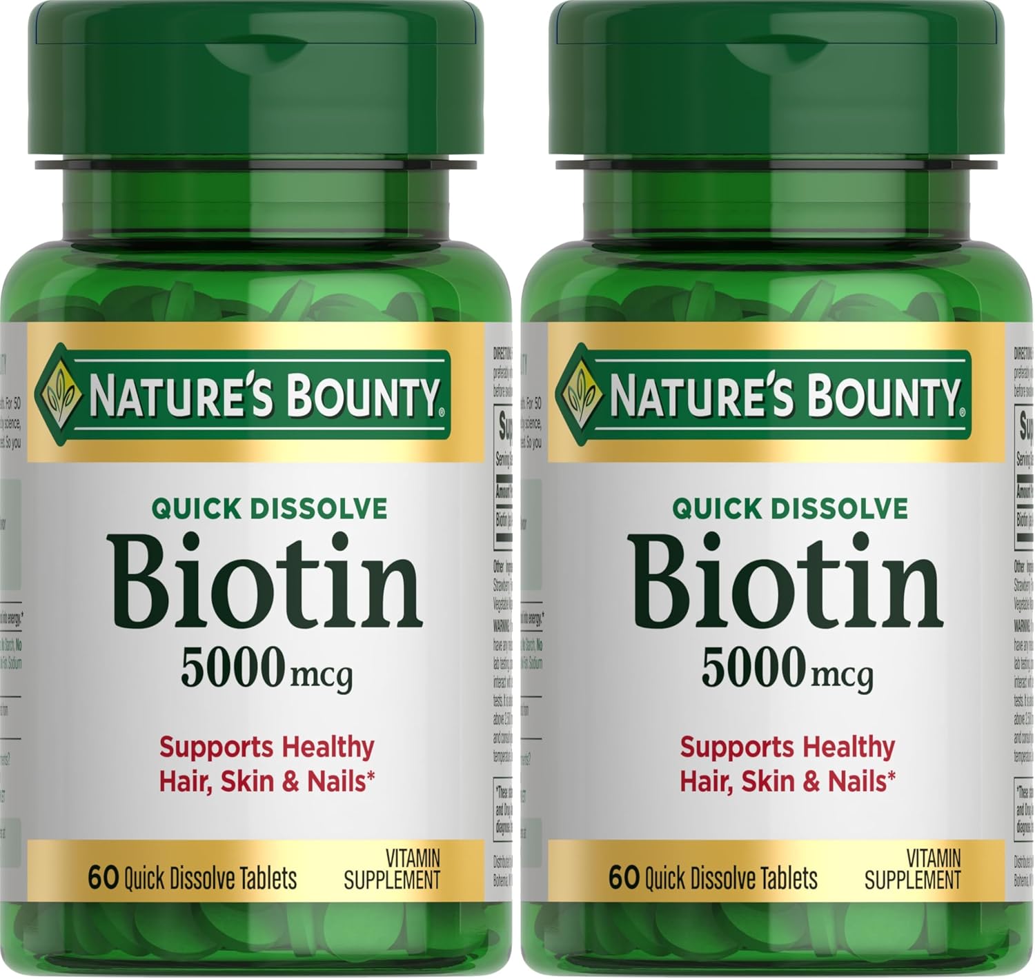 Nature's Bounty Biotina 5000 mcg – 60 Comprimidos de Disolución Rápida