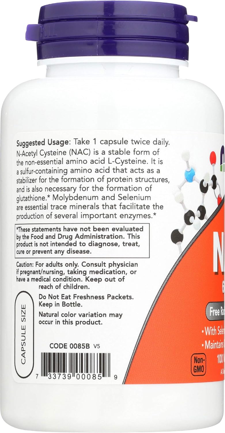 NOW Foods, NAC 600 mg, 100 Cápsulas