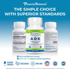 Power By Naturals ADK - Complejo de Vitaminas A, D3 y K2 MK-7 - 120 Cápsulas (2 Envases, 4 Meses)