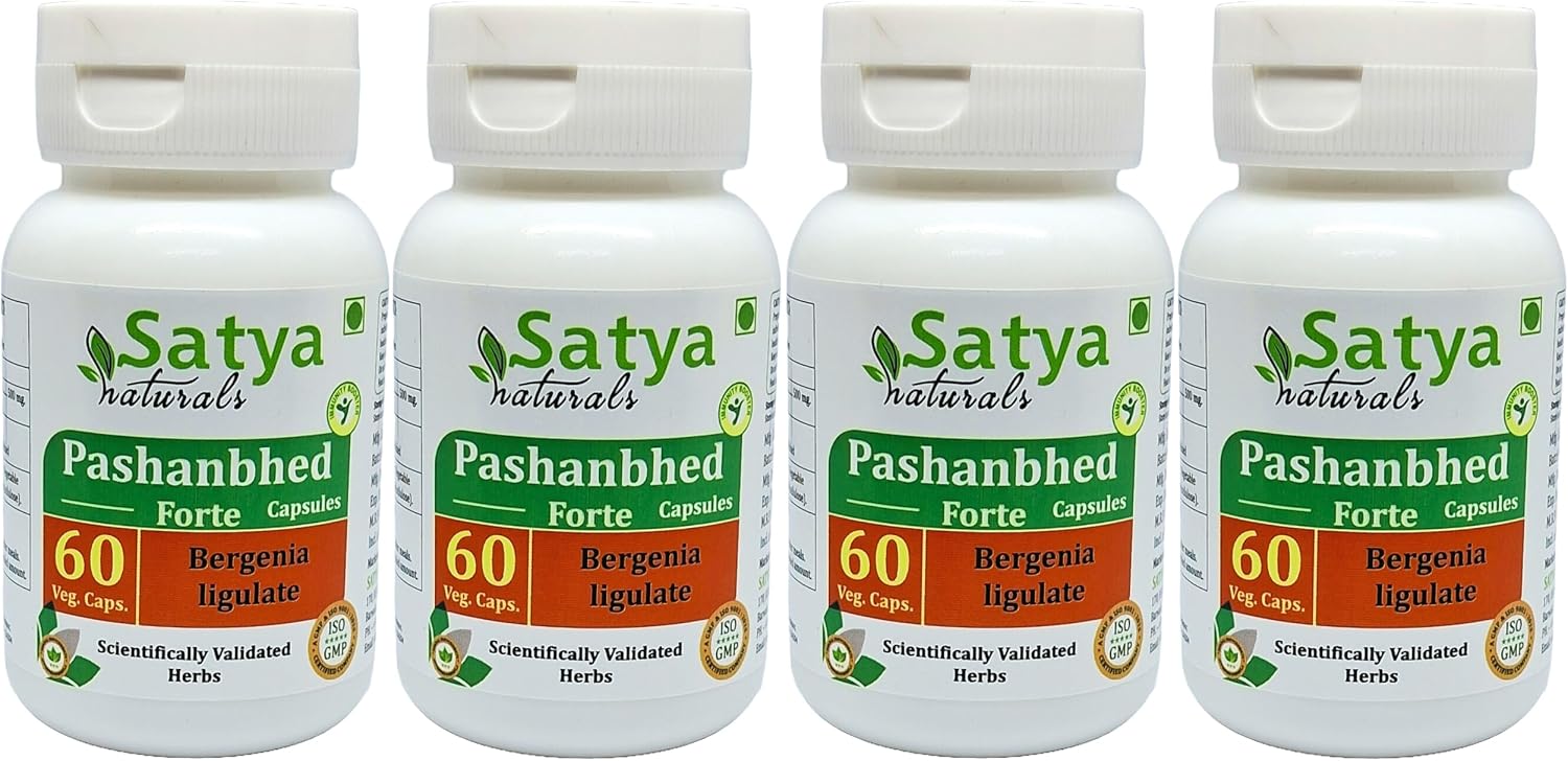 Pashanbhed Forte Cápsulas 500 mg - 60 Cápsulas Vegetales | Extracto de Bergenia Ligulata 10:1 | Suplemento Herbal Ayurvédico