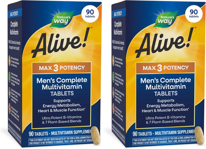Nature's Way Alive! Men's Max3 Multivitamínico Diario de Alta Potencia para Hombres, 90 Comprimidos – Image 9