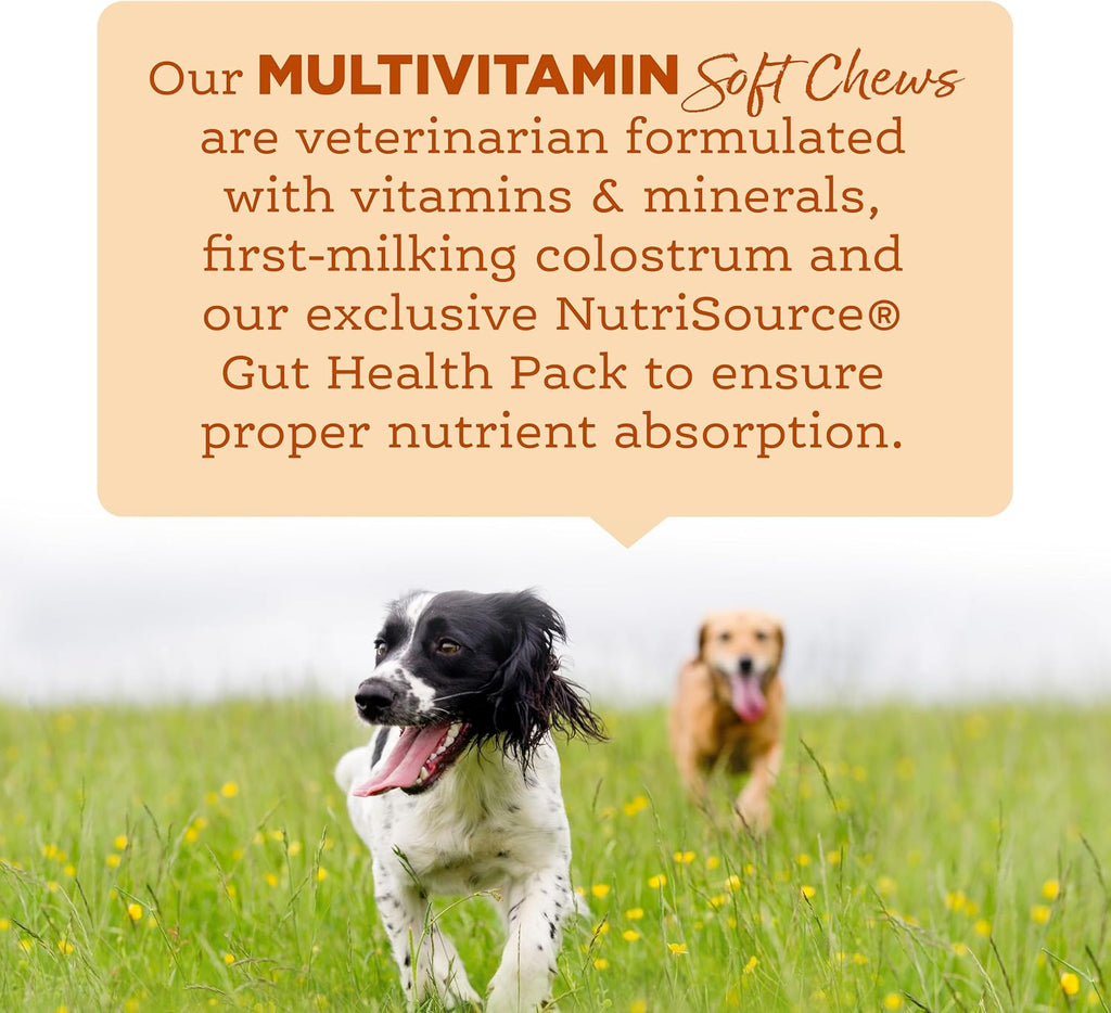 NutriSource AmpliFull Turkey Flavor Multivitamin Soft Chews para Perros, Suplemento Diario con Colostro Bovino, Vitaminas y Minerales Esenciales, 70 Chews (1 Pack)