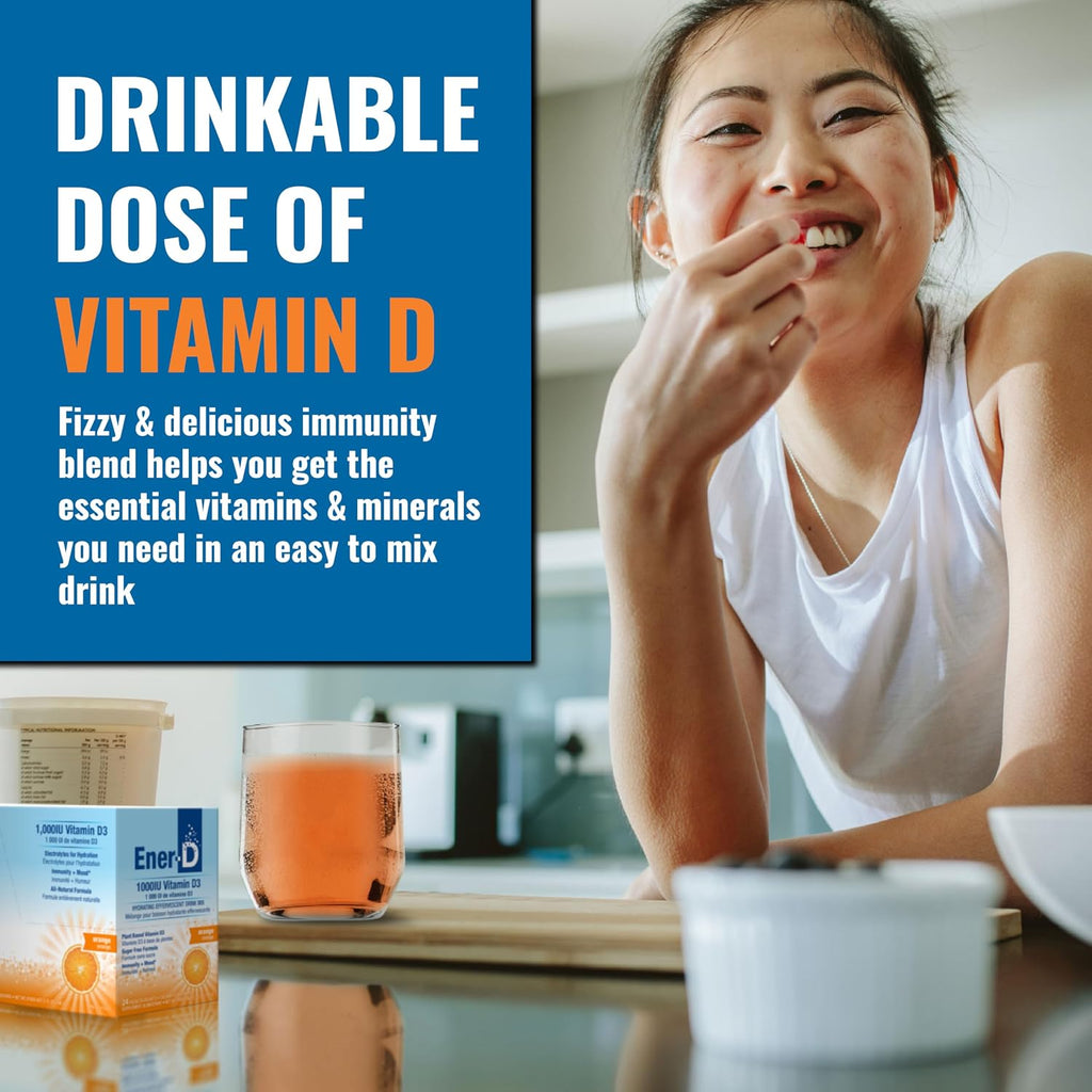 Ener-D Sugar Free Multivitamin Drink Mix - Sabor Naranja, 24 Sobres