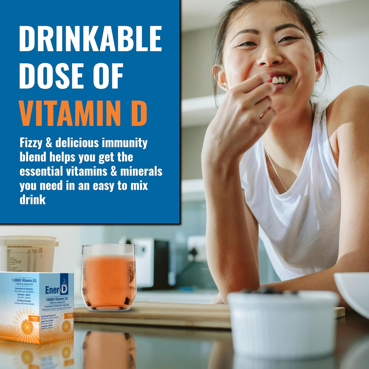 Ener-D Sugar Free Multivitamin Drink Mix - Sabor Naranja, 24 Sobres – Image 3