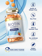 Carlyle Biotin 10000mcg Gummies – Gominolas de Biotina 10000 mcg, Sabor Melocotón, 100 uds