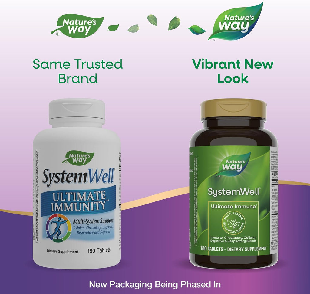 Nature's Way SystemWell Ultimate Immune - Apoyo Inmunológico con Vitaminas C, A, D, Zinc y Selenio, 180 Comprimidos